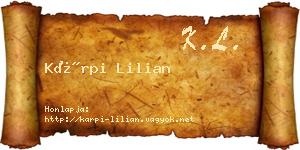 Kárpi Lilian névjegykártya